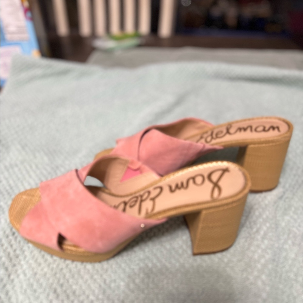 Sam Edelman Pink Suede Block Heel Sandals